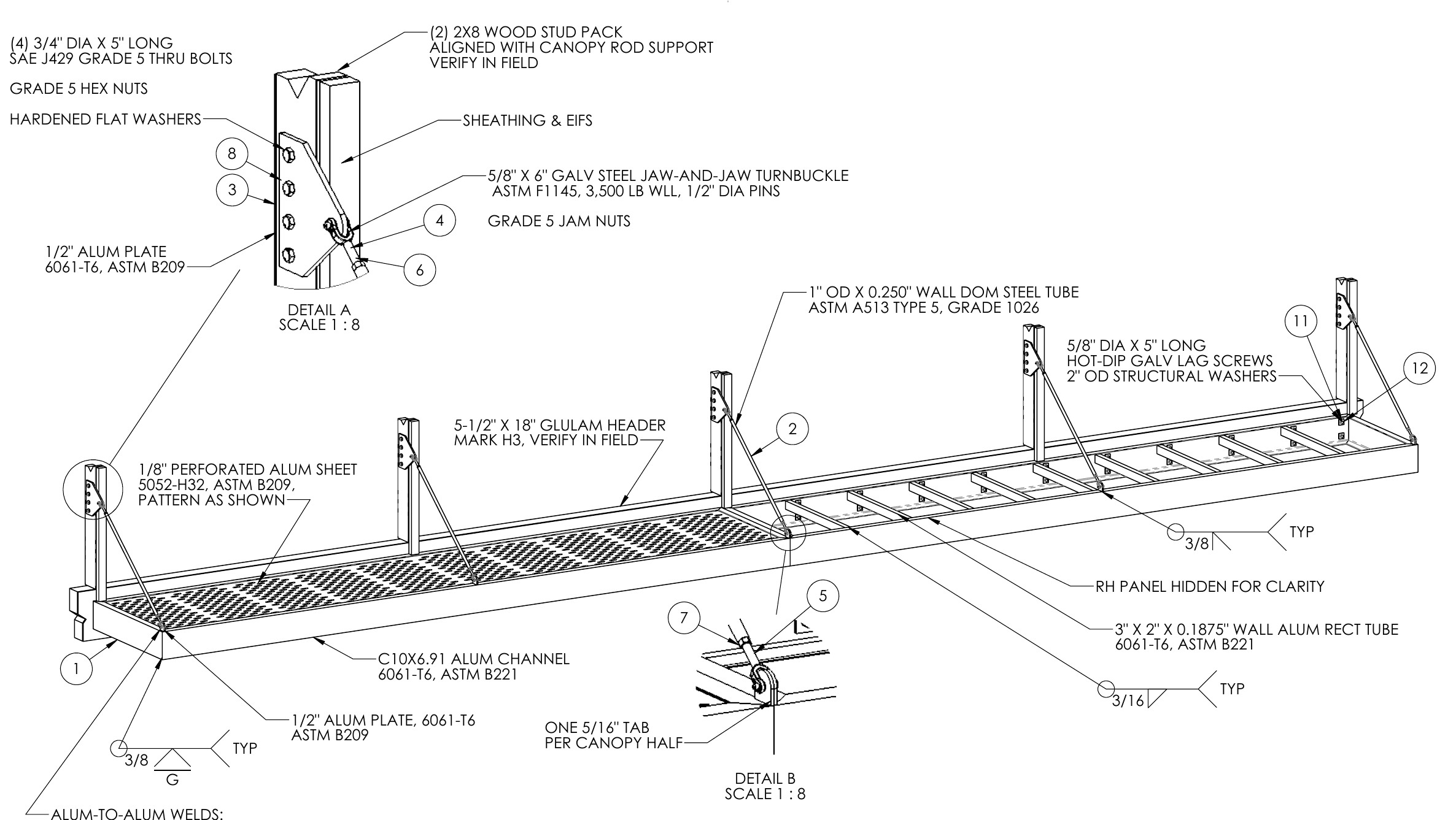 Canopy fabrication assembly drawing