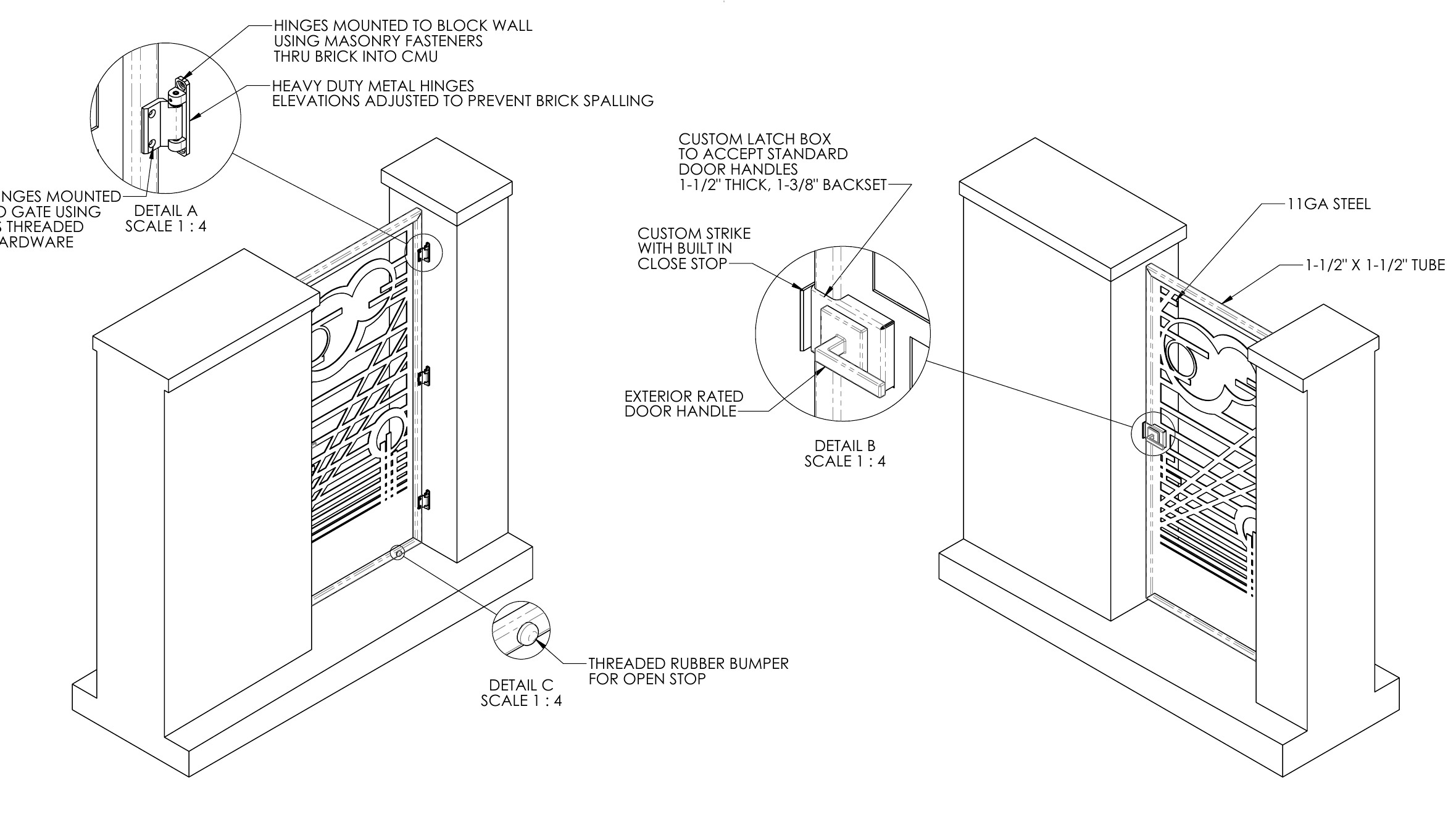 Detailed gate hardware drawing