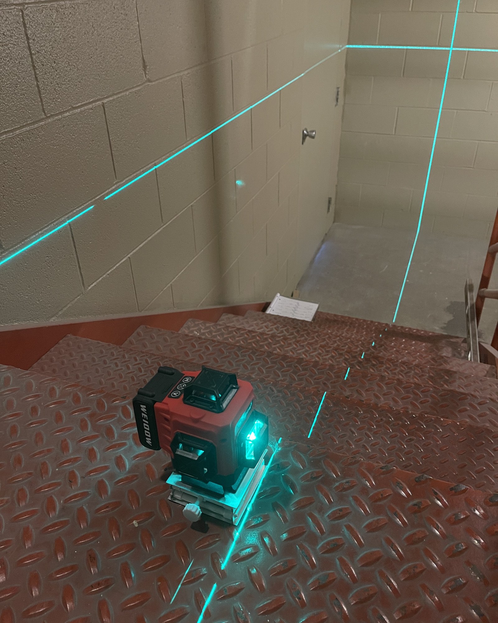 Laser layout in an existing steel stair field condition